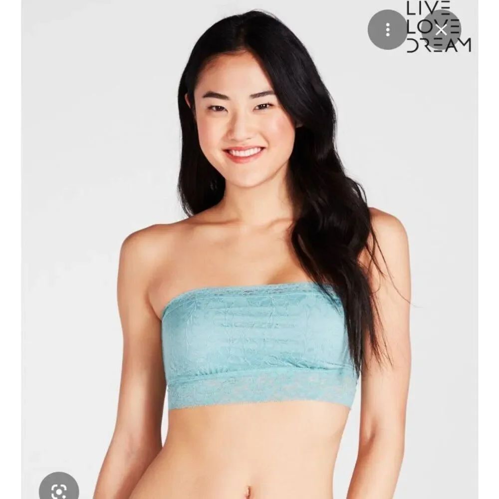 Aeropostale LLD Solid Lace Bandeau Aqua